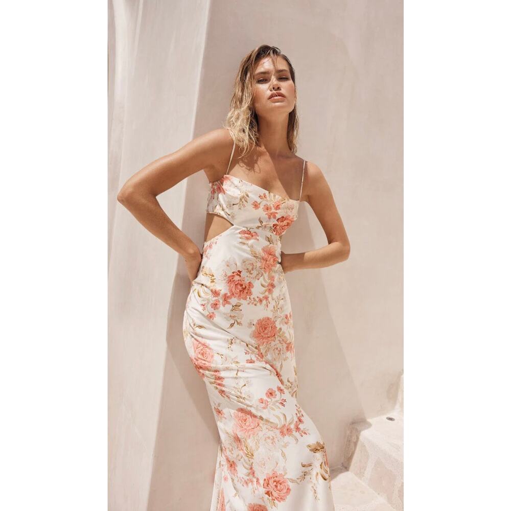 sofia leah cut out silk gown NWT